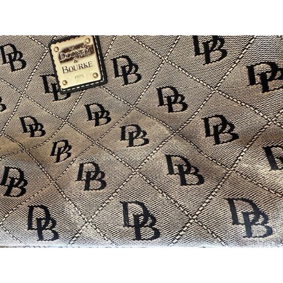 Dooney & Bourke Black Gray Canvas Double Top Handle Logo Satchel Bag - Picture 8 of 8